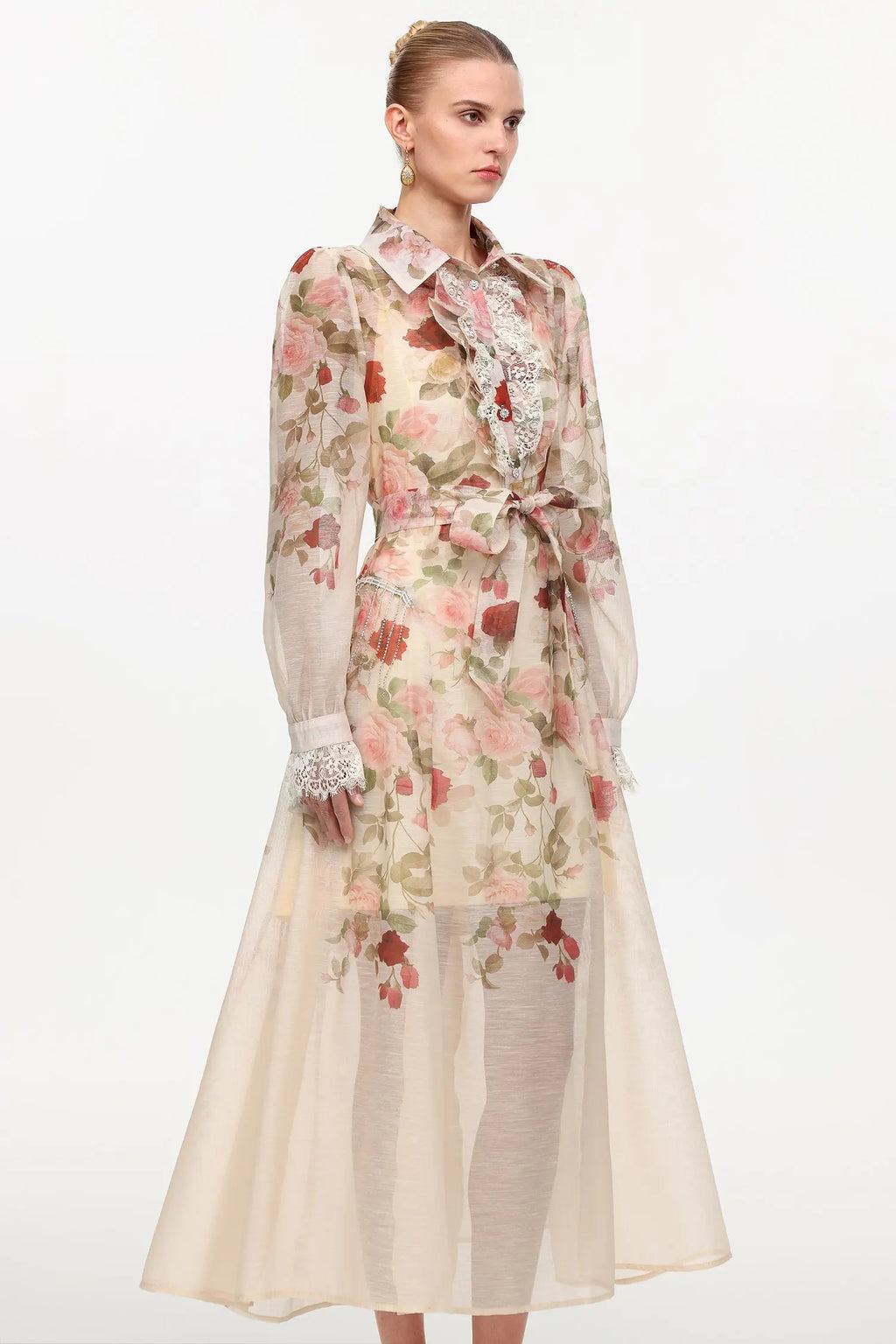 shirley Long Sleeve floral Printed Woven Maxi Dress Avalabel