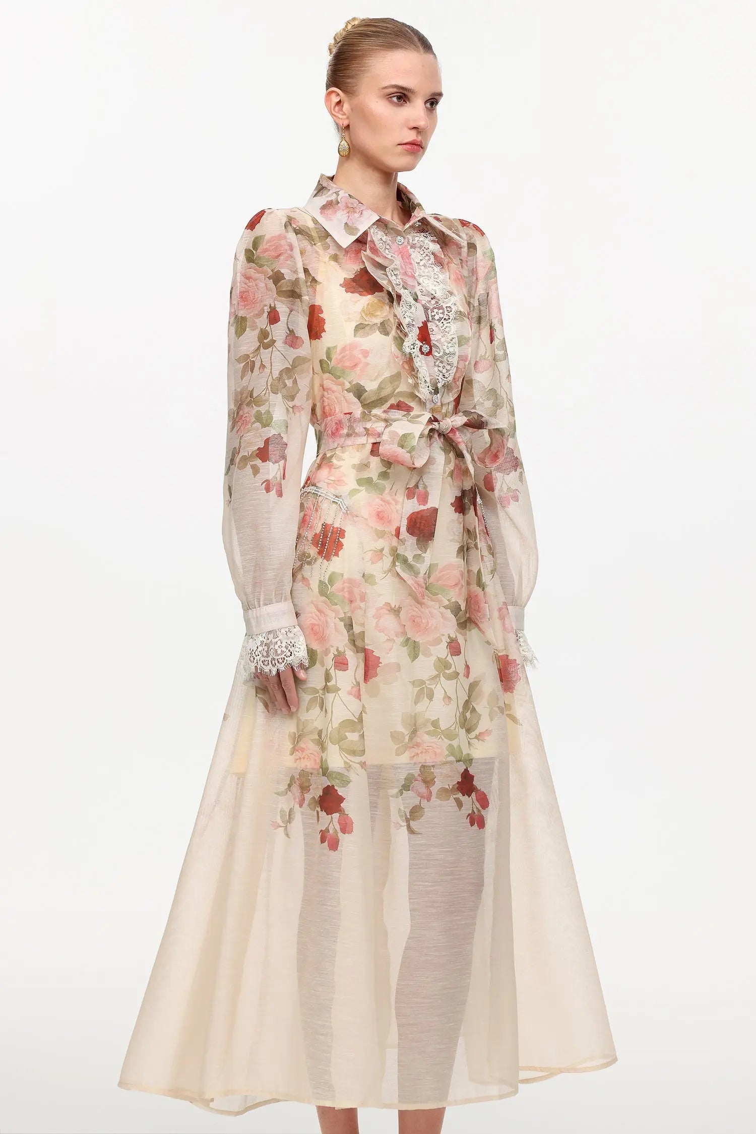 shirley Long Sleeve floral Printed Woven Maxi Dress Avalabel