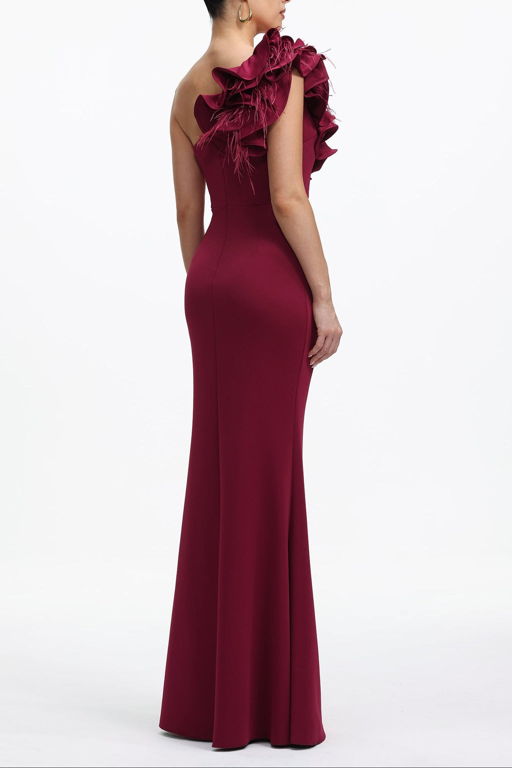 Mishell Romantic Contour One Shoulder Floral Pleated Maxi Dress Avalabel