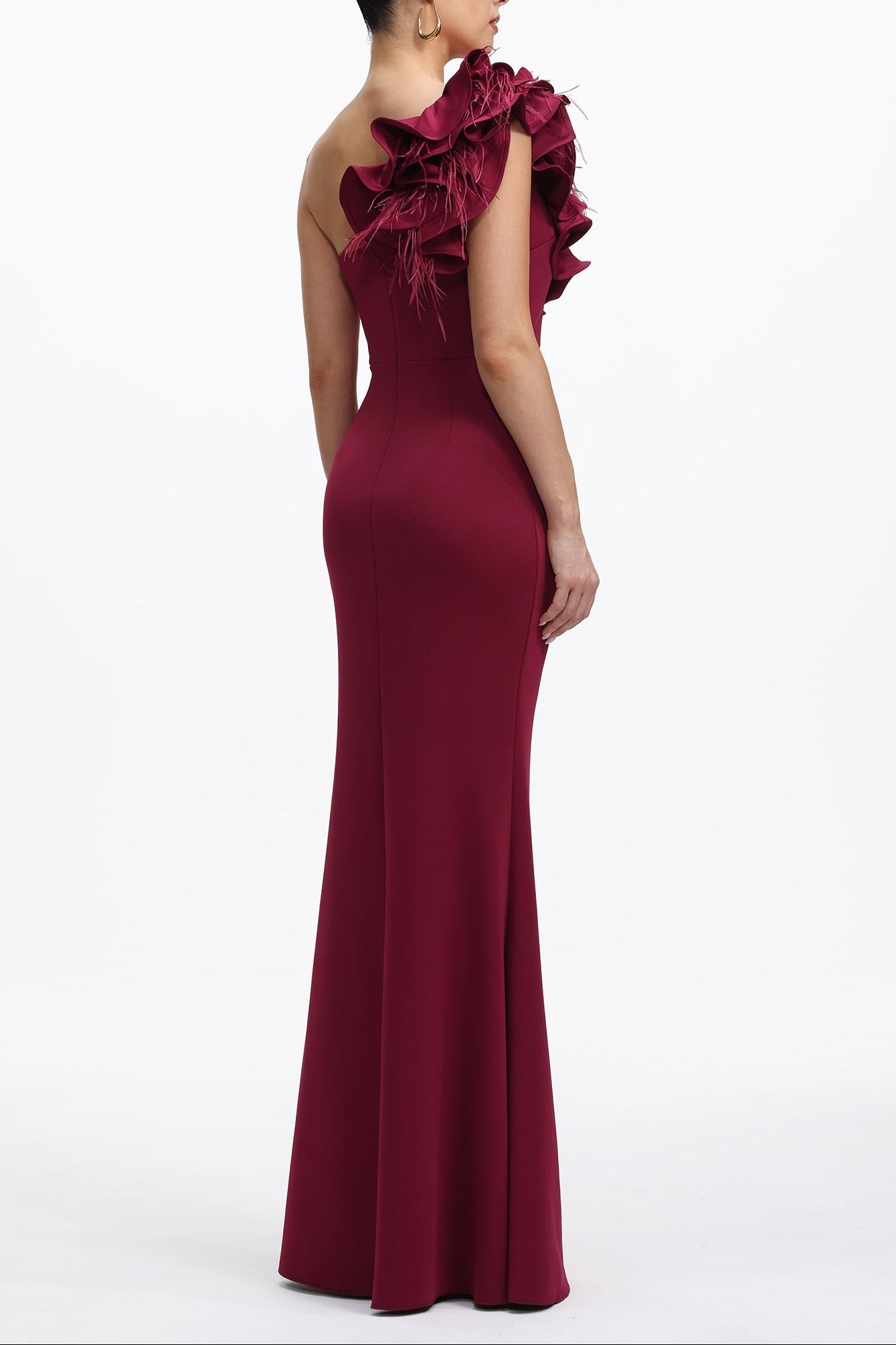 Mishell Romantic Contour One Shoulder Floral Pleated Maxi Dress Avalabel