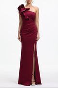 Mishell Romantic Contour One Shoulder Floral Pleated Maxi Dress Avalabel