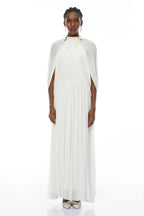 leona white Draped Cape Sleeve Knit Maxi Dress Avalabel