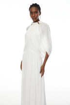 leona white Draped Cape Sleeve Knit Maxi Dress Avalabel