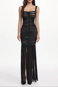 Piala Chic Contour Cut Out Fringe Bandage Maxi Dress Avalabel
