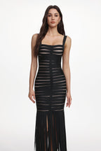 Piala Chic Contour Cut Out Fringe Bandage Maxi Dress Avalabel