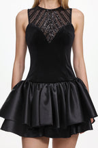 Sareza Chic Contour Deep V Sleeveless Sequin Mini Dress Avalabel