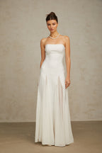 Nathalie White Tulle-Panelling Maxi Dress Avalabel