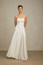 Nathalie White Tulle-Panelling Maxi Dress Avalabel