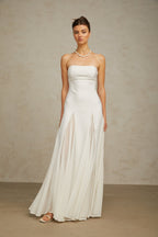 Nathalie White Tulle-Panelling Maxi Dress Avalabel
