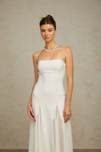 Nathalie White Tulle-Panelling Maxi Dress Avalabel