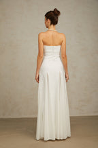 Nathalie White Tulle-Panelling Maxi Dress Avalabel
