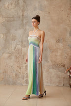 Serelith Metallic Knit Backless Maxi Dress Avalabel