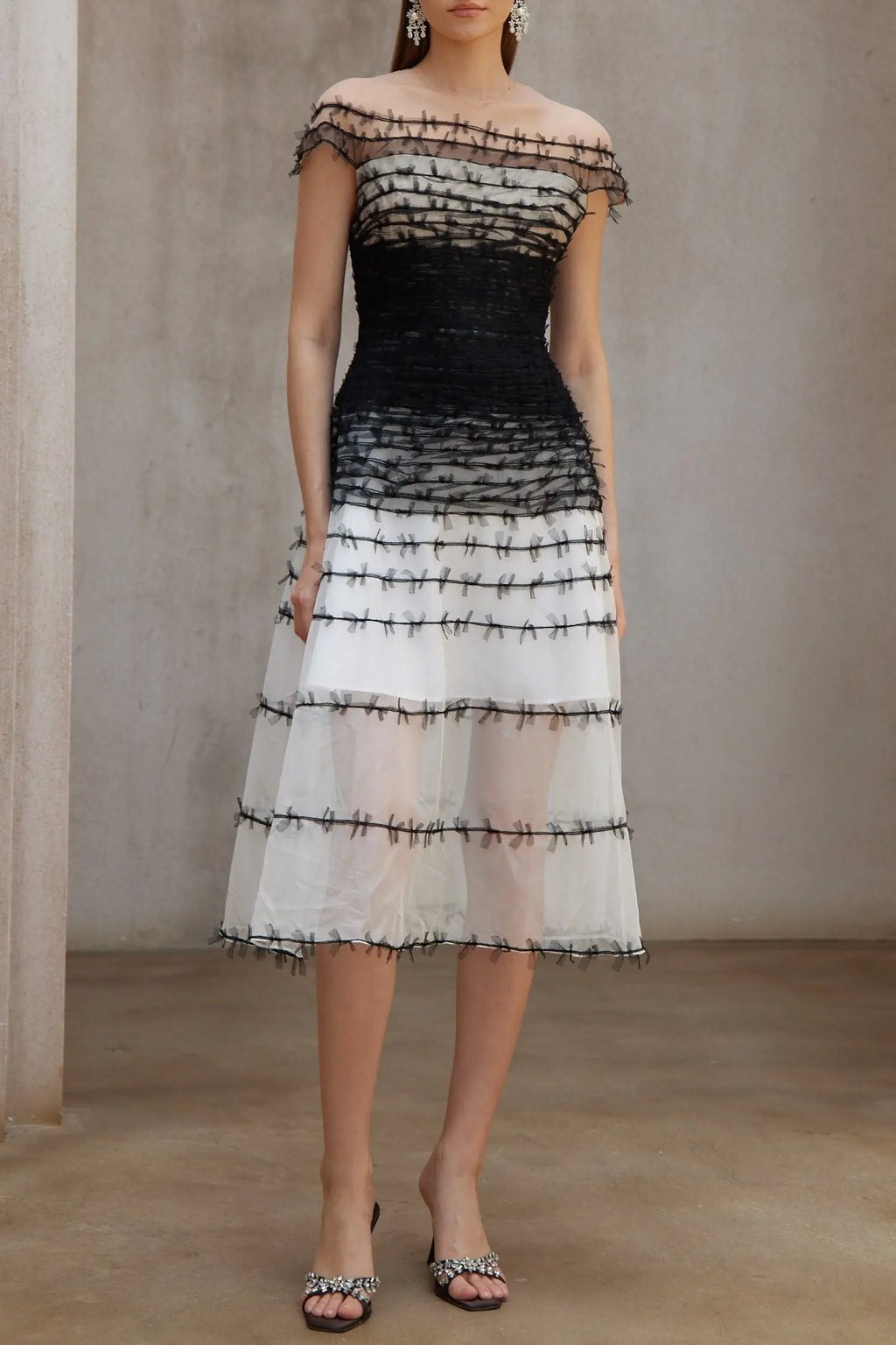 jennifer off-shoulder lace embroidery hollow maxi dress in black Avalabel