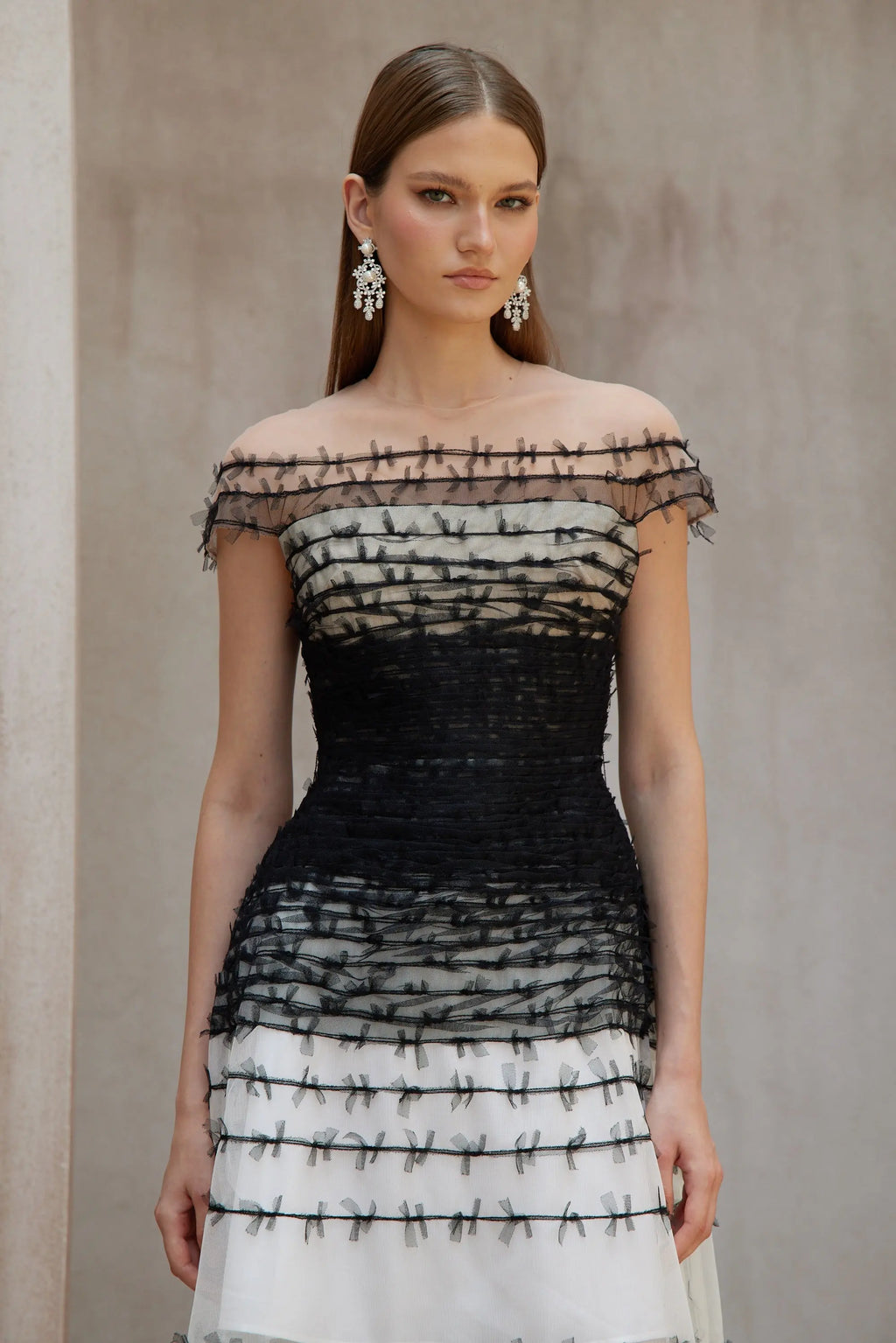 jennifer off-shoulder lace embroidery hollow maxi dress in black Avalabel