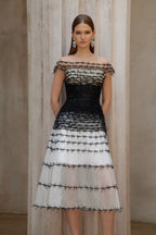 jennifer off-shoulder lace embroidery hollow maxi dress in black Avalabel