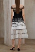 jennifer off-shoulder lace embroidery hollow maxi dress in black Avalabel