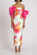 Sylvia Floral Print Strapless Maxi Dress in White Avalabel