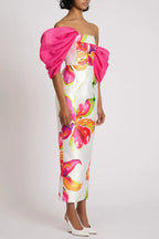 Sylvia Floral Print Strapless Maxi Dress in White Avalabel