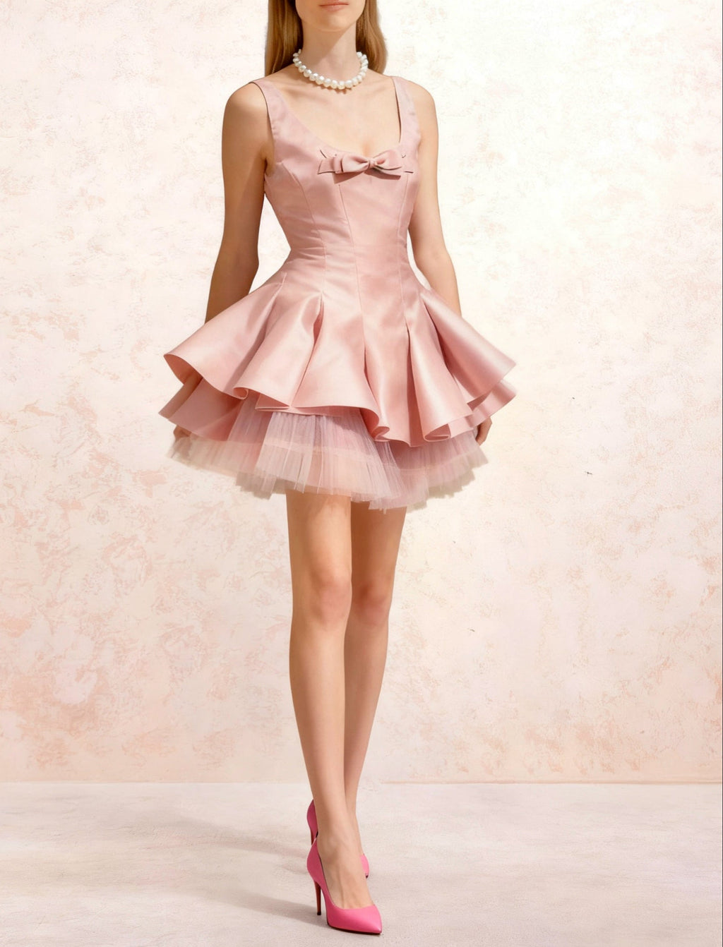 fluffy Mini Dress In Pink Avalabel