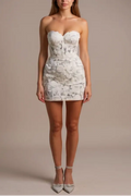 Jillian Strapless Lace Mini Dress In White Avalabel