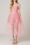 Pink Beaded Lace Dress Avalabel