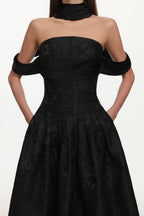 Nancy Off Shoulder Pleated Floral Maxi Dress Avalabel