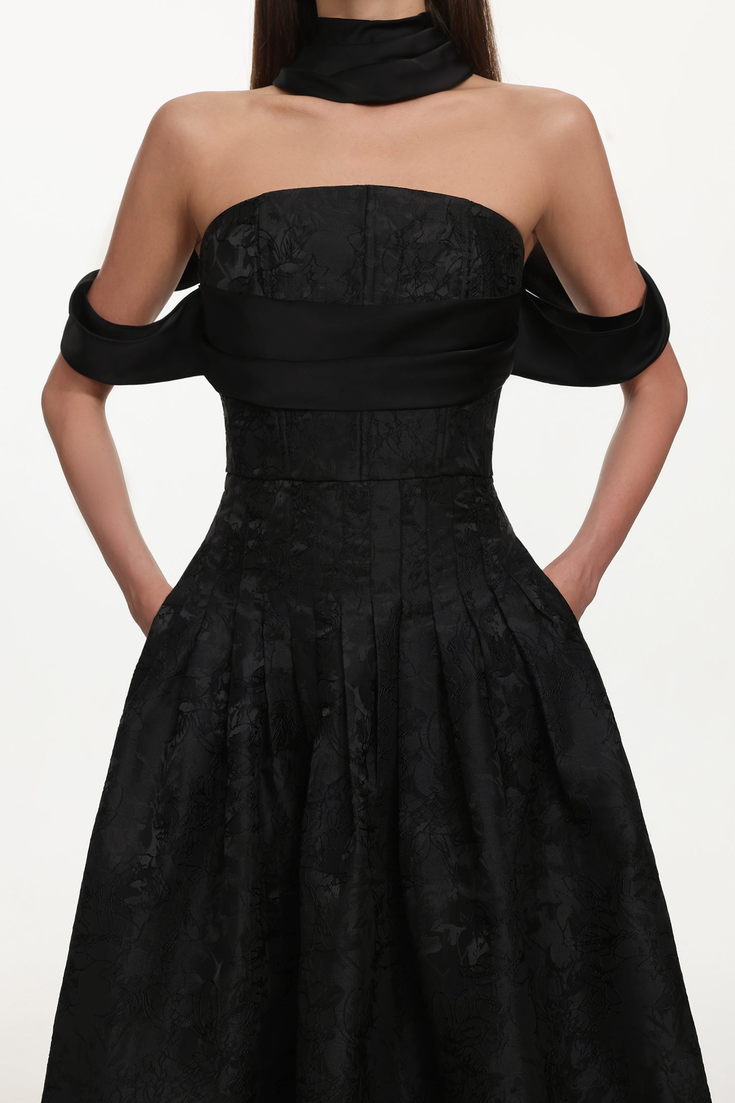 Nancy Off Shoulder Pleated Floral Maxi Dress Avalabel