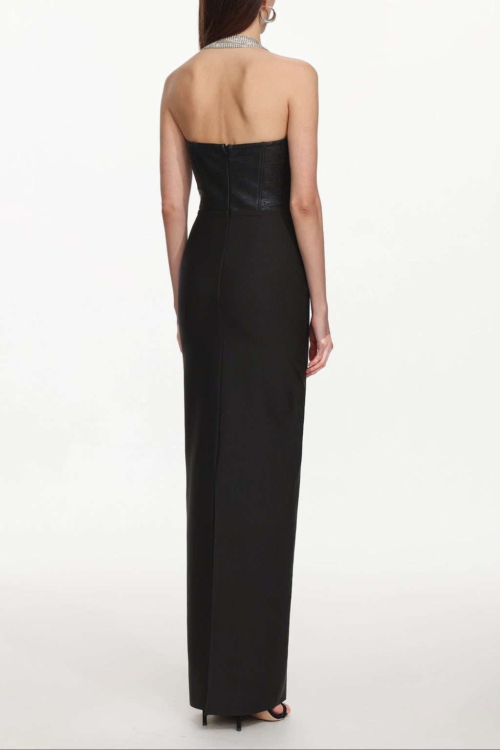 Fero One Shoulder Metal Fringe Bandage Maxi Dress Avalabel