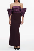 Sareka Off Shoulder Pleated Satin Maxi Dress Avalabel