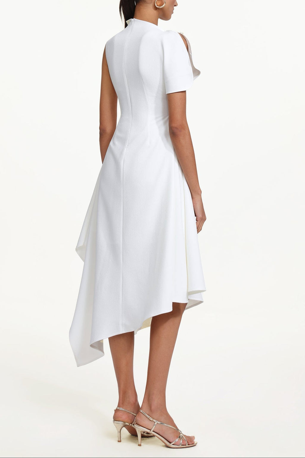 Weren white High Neck Asymmetric Maxi Dress Avalabel