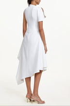 Weren white High Neck Asymmetric Maxi Dress Avalabel