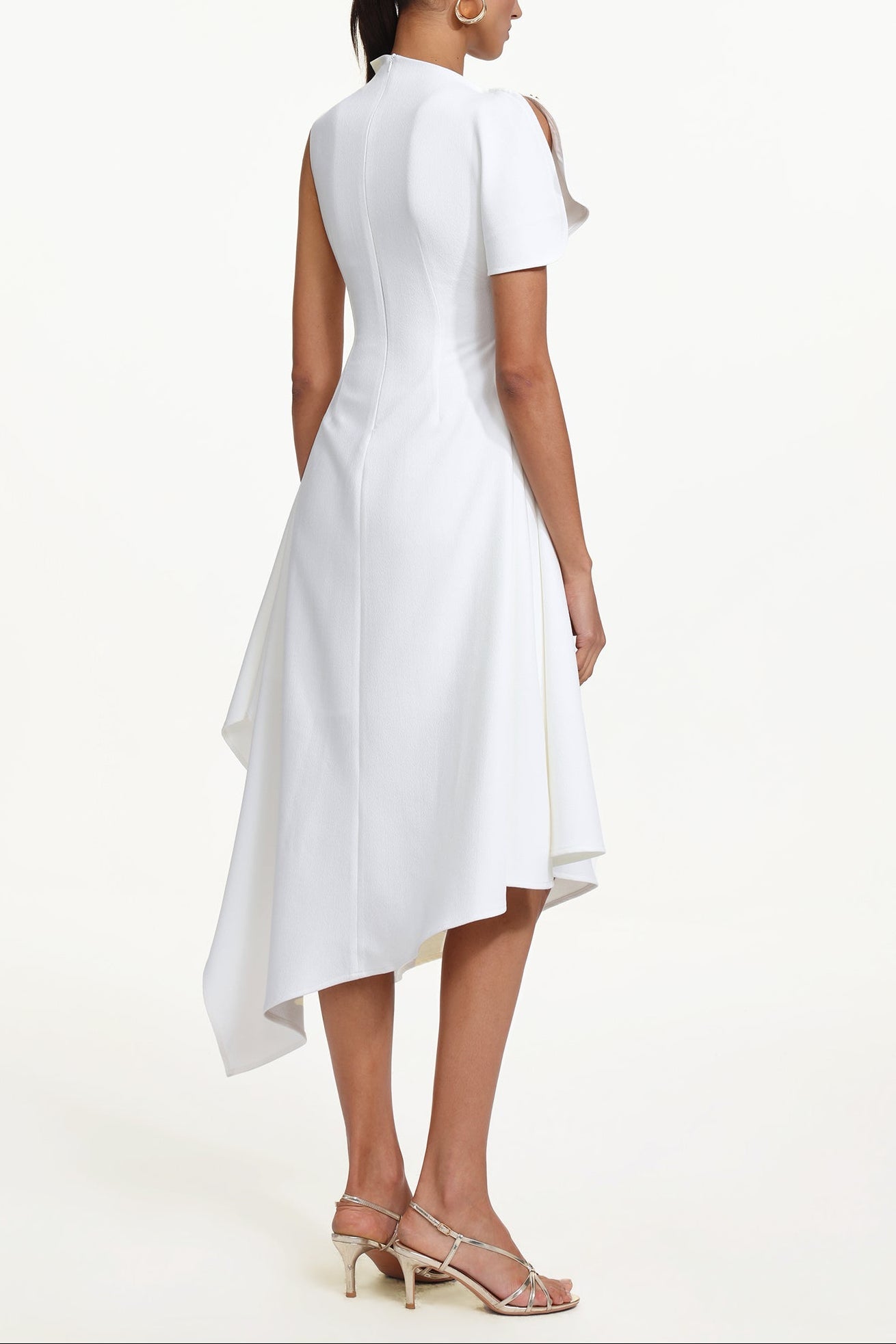 Weren white High Neck Asymmetric Maxi Dress Avalabel
