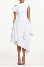 Weren white High Neck Asymmetric Maxi Dress Avalabel