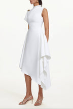 Weren white High Neck Asymmetric Maxi Dress Avalabel