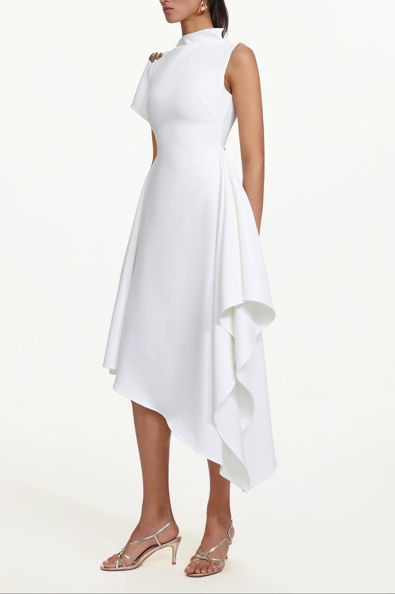 Weren white High Neck Asymmetric Maxi Dress Avalabel