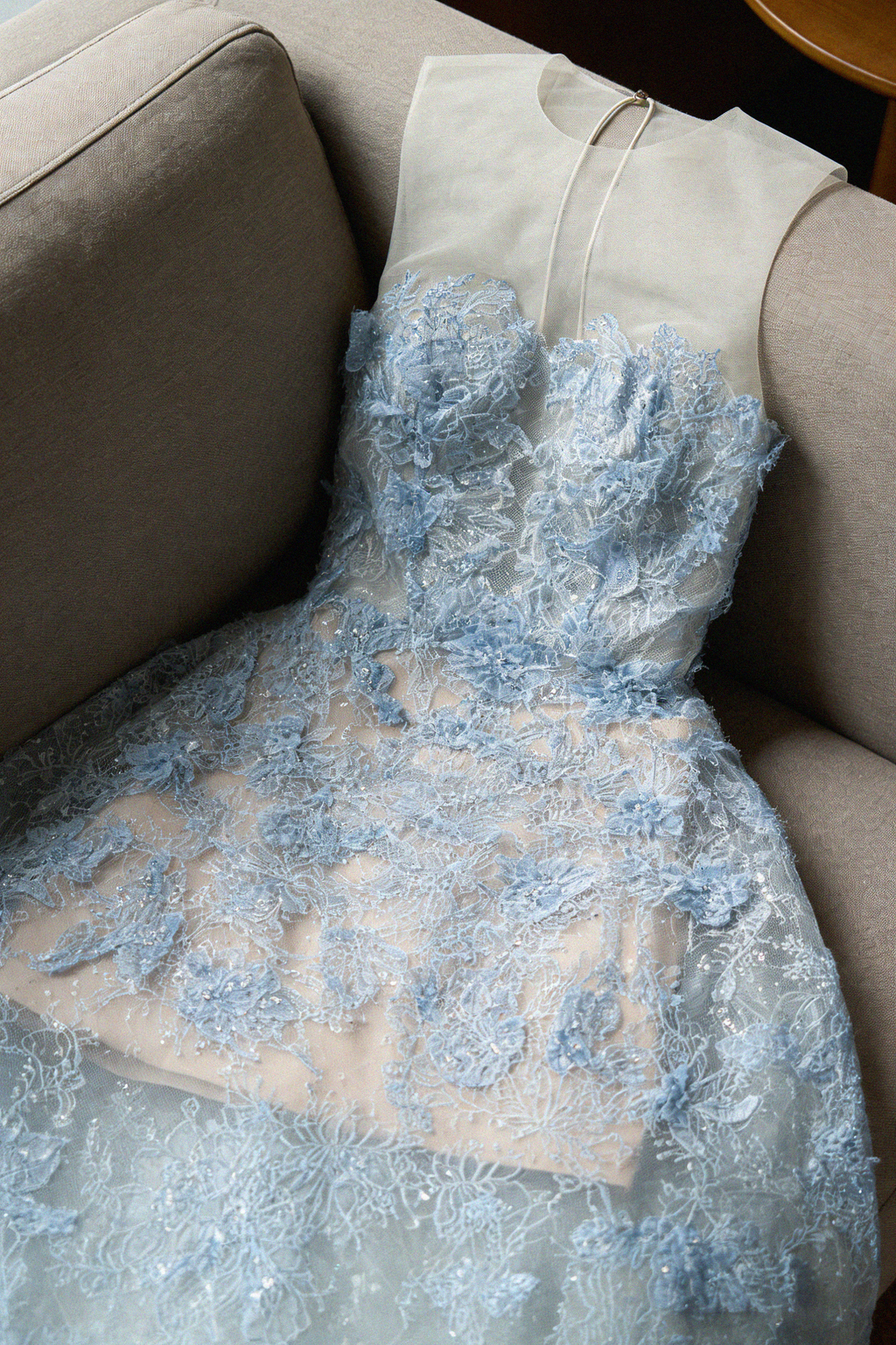 Blue Beaded Lace Dress Avalabel
