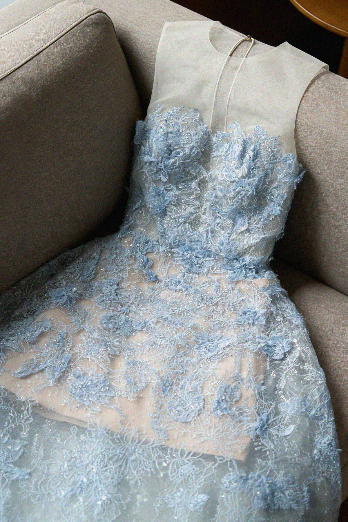 Blue Beaded Lace Dress Avalabel