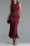 Wenesa Sleeveless Fringe Bandage Maxi Dress Avalabel
