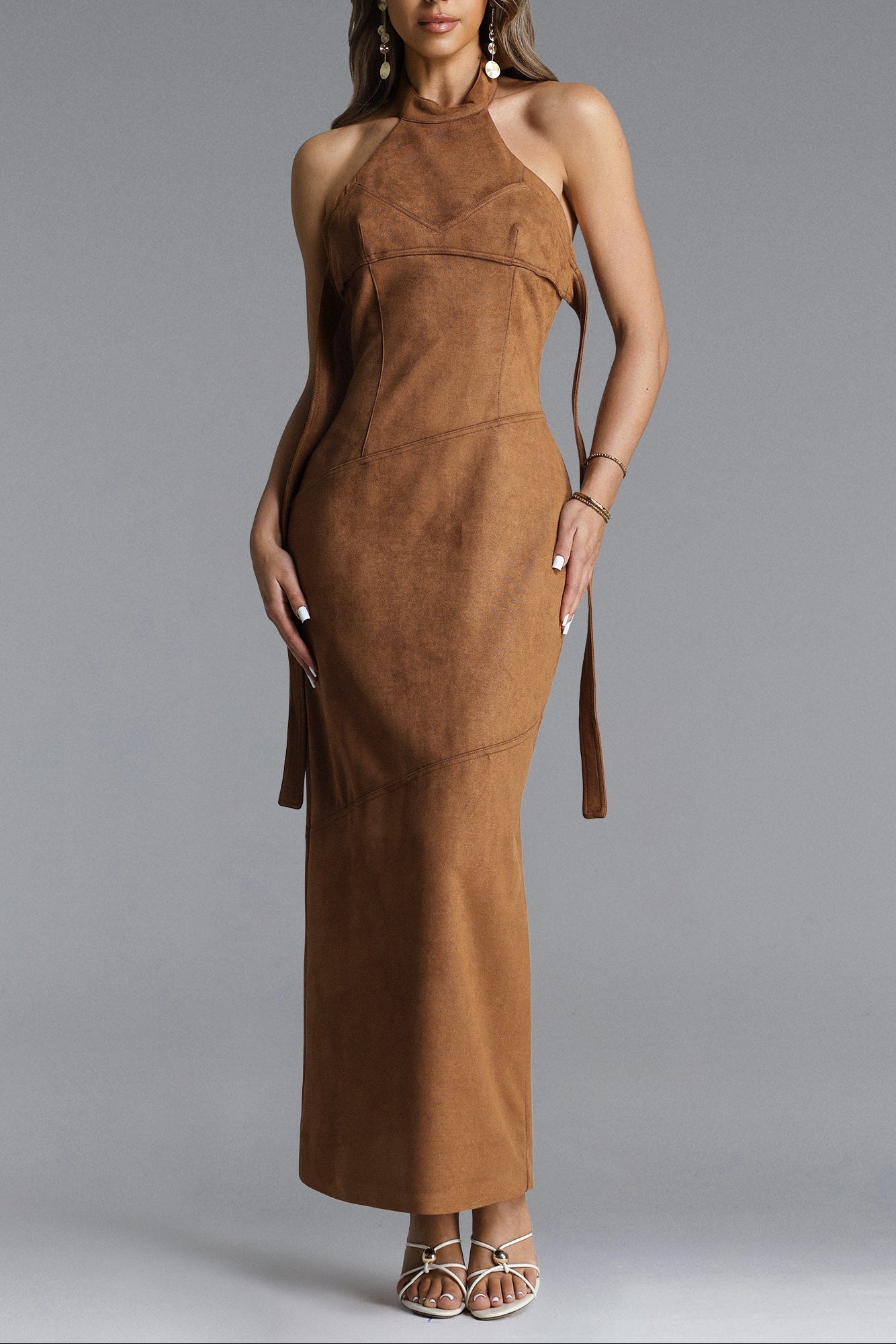 Laurie Chic Contour Halter Maxi Dress Avalabel