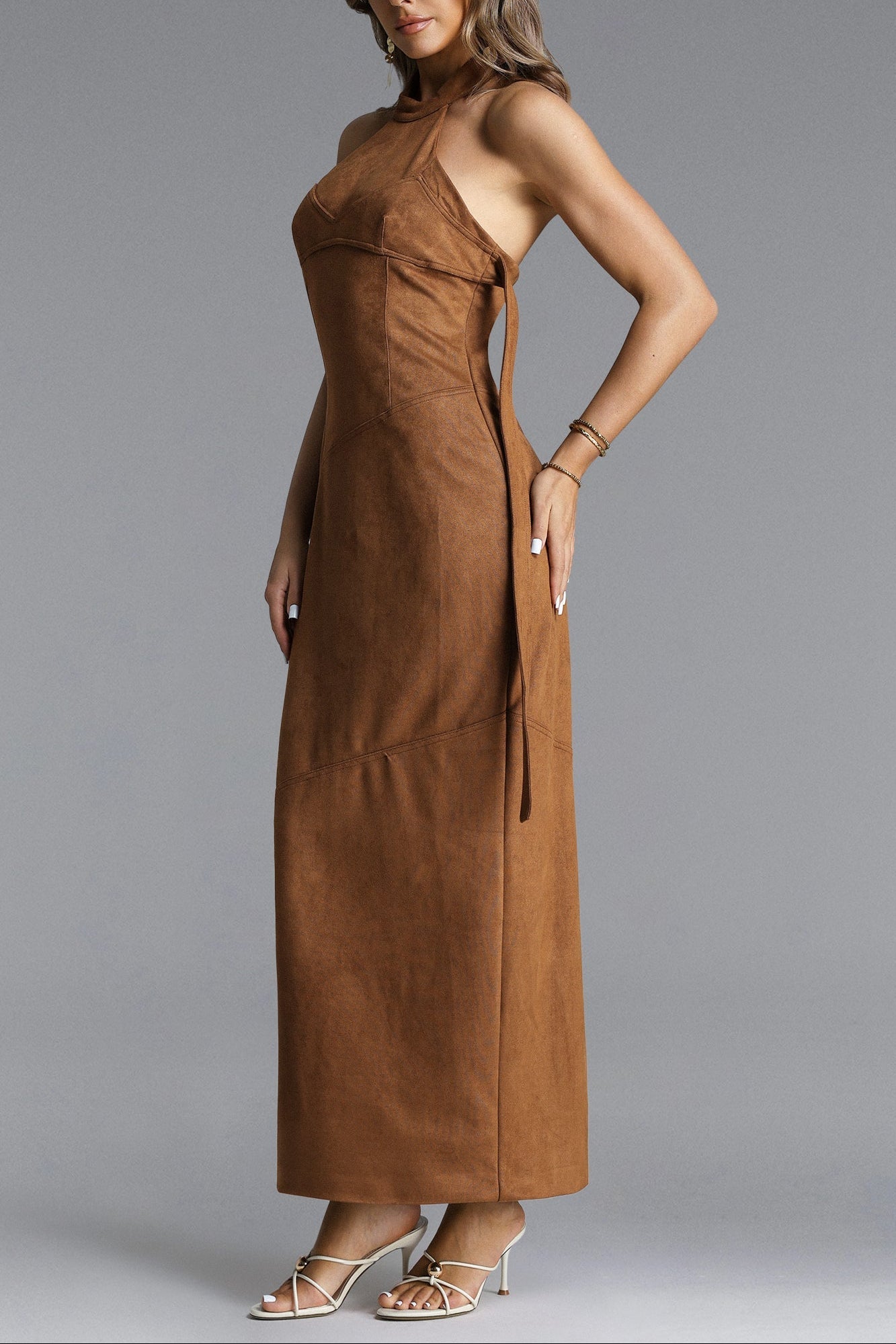 Laurie Chic Contour Halter Maxi Dress Avalabel
