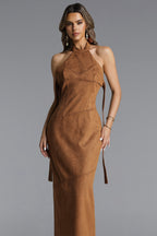 Laurie Chic Contour Halter Maxi Dress Avalabel
