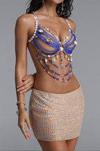 Ocean Shell Pearl Bead Halter Body Chain Top poava