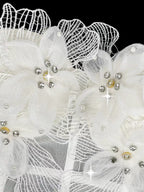 Spaghetti Strap Sheer Mesh 3D Tulle Flower Rhinestone Pearl Corset Bustier Top sis label