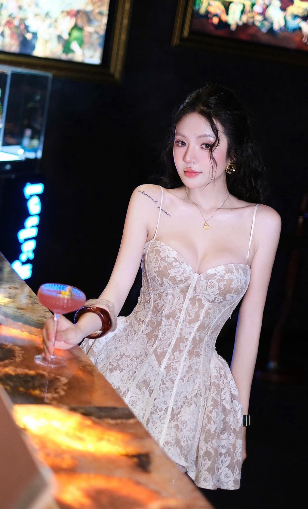 Alessia Lace Mini Dress Avalabel