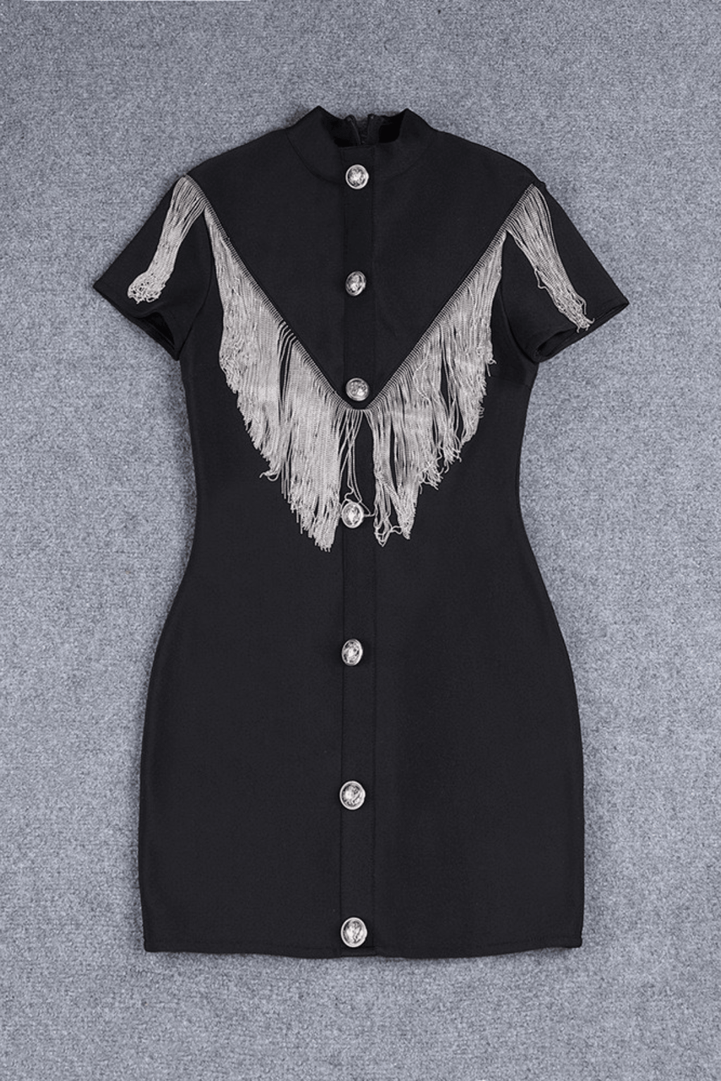 Sandy Fringe Button Front Bodycon Mini Dress Avalabel