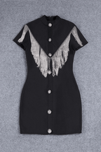 Sandy Fringe Button Front Bodycon Mini Dress Avalabel