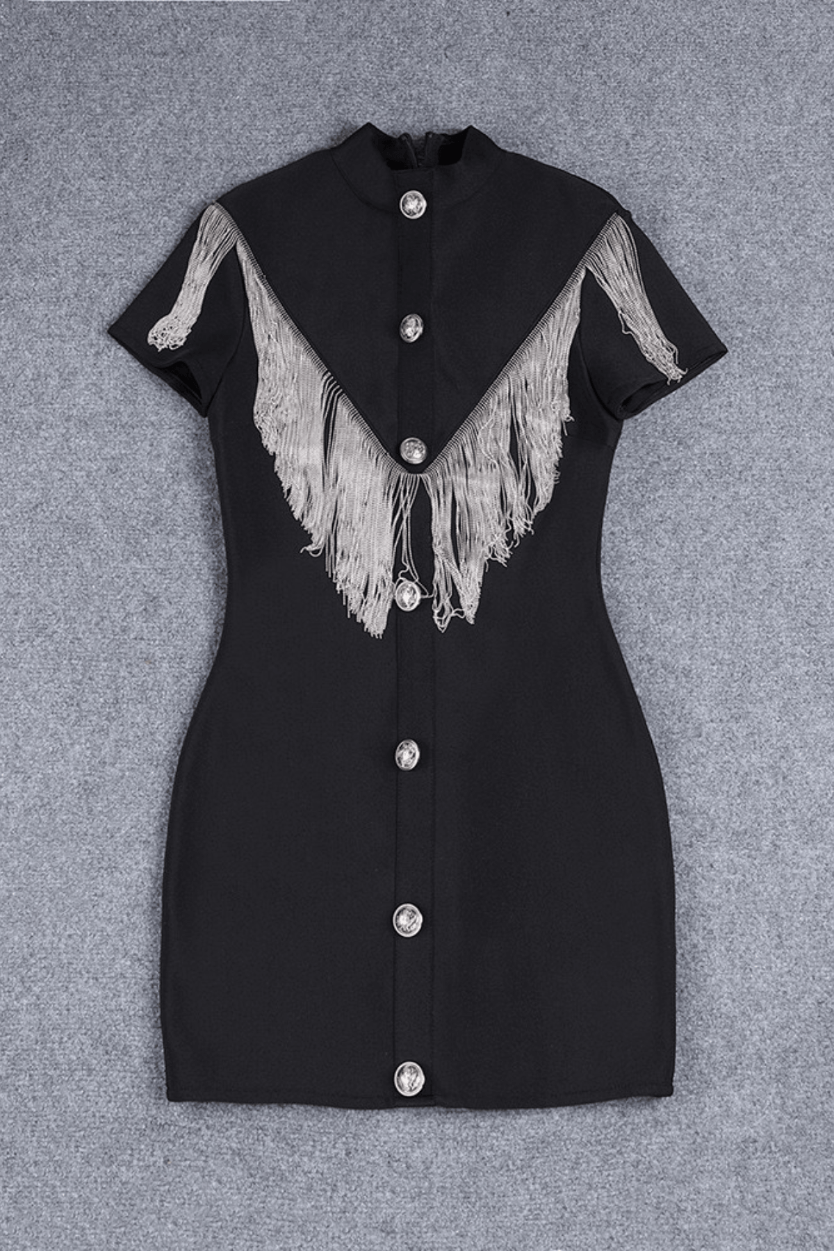 Sandy Fringe Button Front Bodycon Mini Dress Avalabel