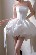 Polly White Strapless Corset Bubble Mini Dress Avalabel