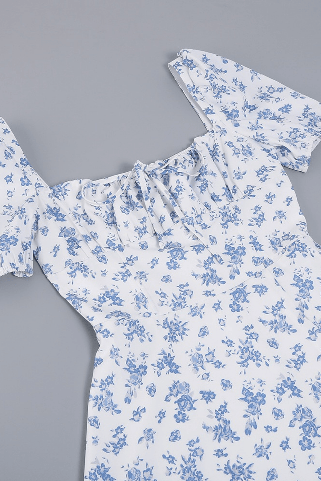 Jenny Blue Floral Puff Sleeve Midi Dress Avalabel