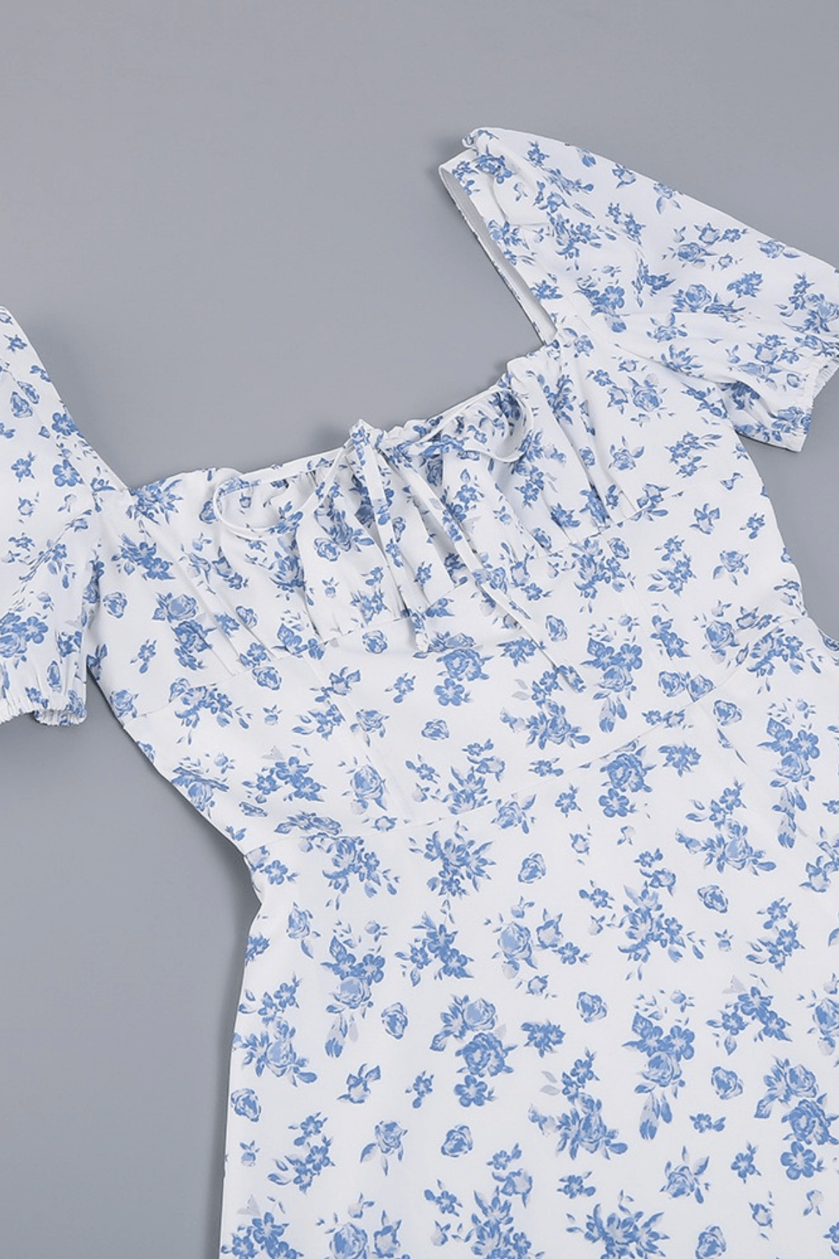 Jenny Blue Floral Puff Sleeve Midi Dress Avalabel